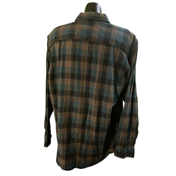 Hobbs Creek Men’s Flannel Shirt Large Blue Brown Plaid Cotton Button Down - Picture 2 of 7